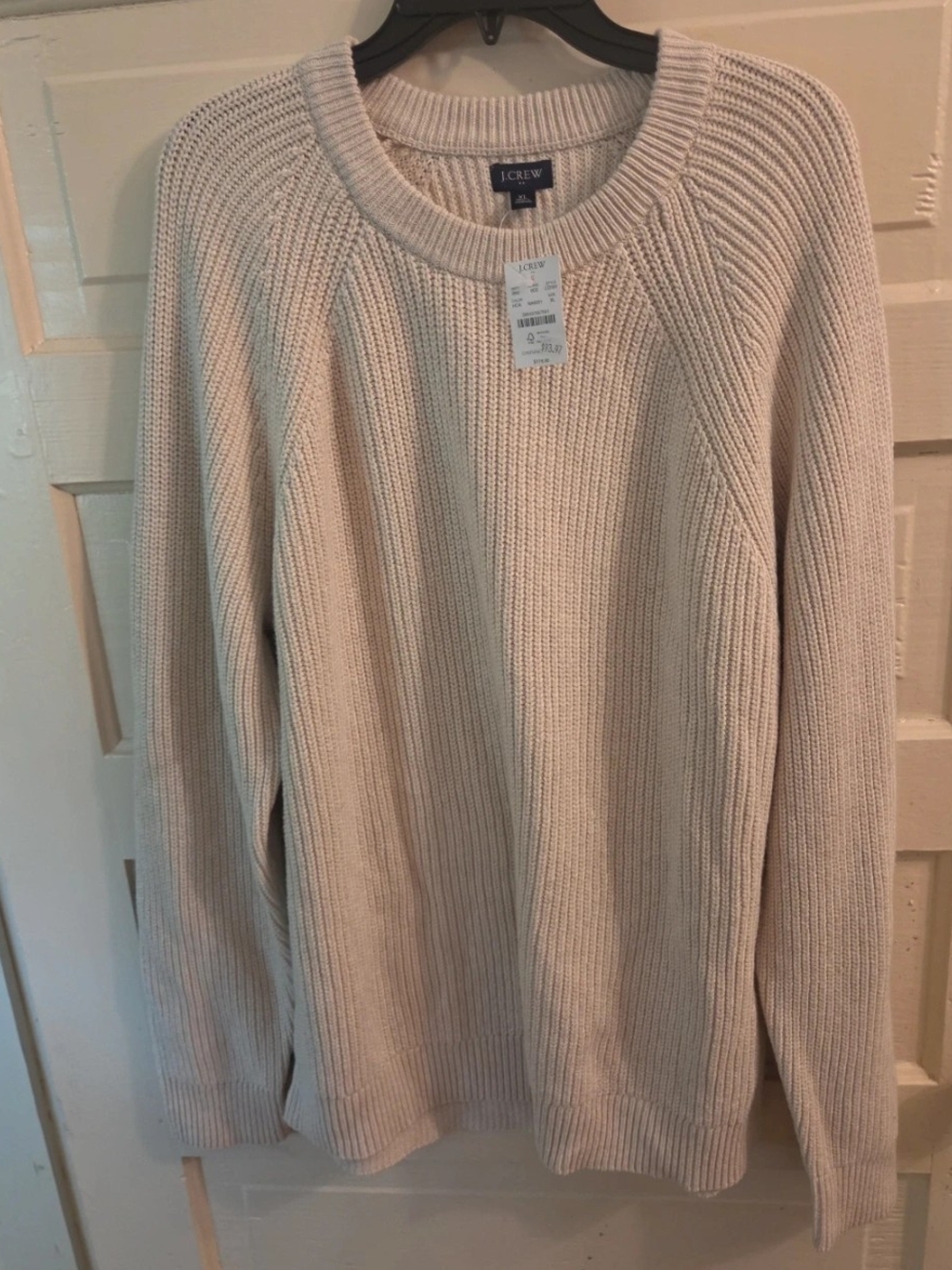 J. Crew Light Cream Ribbed Crewneck Sweater